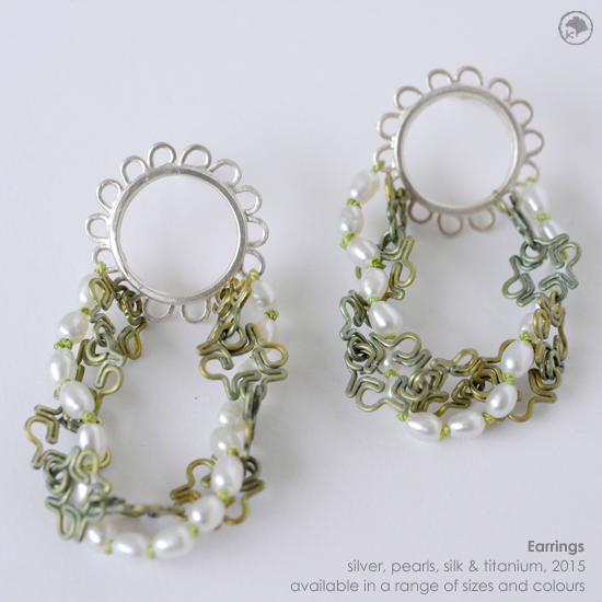 2015 Earrings: Silver, Pearls, Silk and Titanium