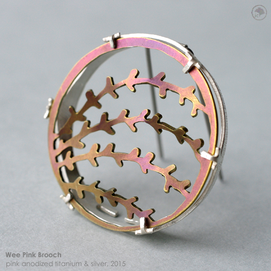 2015 Wee Pink Brooch: Titanium and Silver