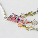 2015 Pink-Green Necklace: Titanium, Pearls, Silk and Silver