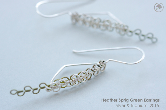 2015 Heather Sprig Green Earrings: Titanium and Silver