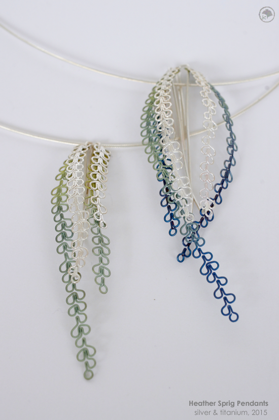 2015 Heather Sprig Pendants: Silver and Titanium